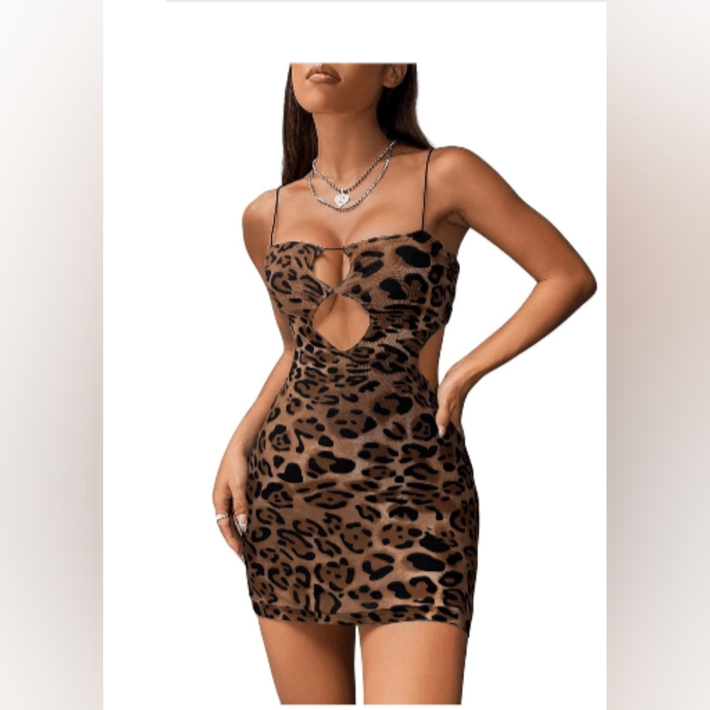 Leopard Print Cut-Out Dress